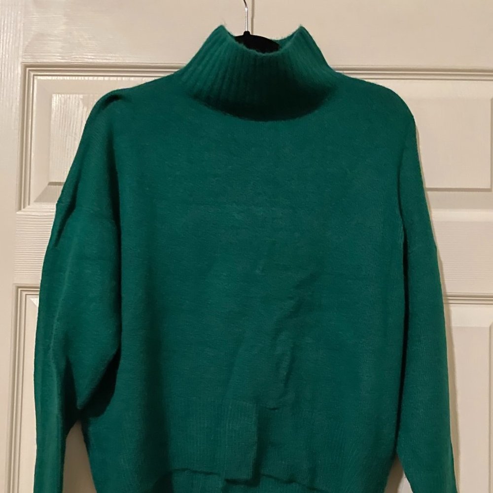 Dark green cowlneck/turtleneck sweater